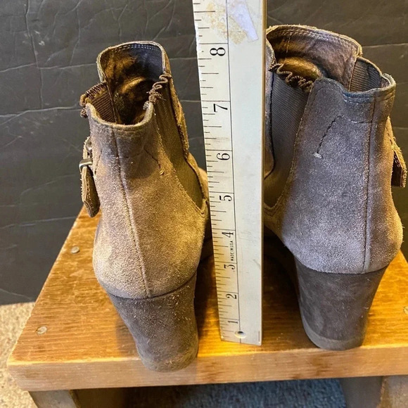 Vince Camuto Brown Sued Leather Upper Wedge High Heels Boots Women Size 7M/37 - Picture 2 of 6